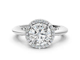 White gold Round Cut Diamond Halo Engagement Ring with Split Shank and Four-Prong Setting_106