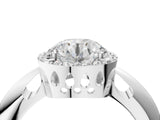 White gold Round Cut Diamond Halo Engagement Ring with Split Shank and Four-Prong Setting_111