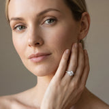 White gold Round Cut Diamond Halo Pave Band Cushion Prong Ring_26
