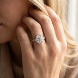 White gold Round Cut Diamond Halo Pave Band Cushion Prong Ring_27