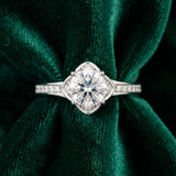 White gold Round Cut Diamond Halo Pave Band Cushion Prong Ring_28