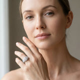 White gold Round Cut Diamond Halo Pave Band Prong Setting Ring_29