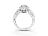 White gold Round Cut Diamond Halo Ring with Milgrain Pavé Band and Four-Prong Setting_63