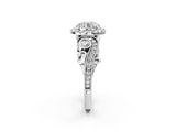 White gold Round Cut Diamond Halo Ring with Milgrain Pavé Band and Four-Prong Setting_63