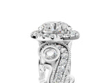White gold Round Cut Diamond Halo Ring with Milgrain Pavé Band and Four-Prong Setting_66