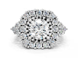 White gold Round Cut Diamond Halo Ring with Pavé Band and Four-Prong Setting_107