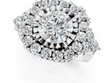 White gold Round Cut Diamond Halo Ring with Pavé Band and Four-Prong Setting_108