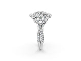 White gold Round Cut Diamond Halo Ring with Pavé Band and Four-Prong Setting_109