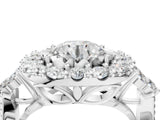 White gold Round Cut Diamond Halo Ring with Pavé Band and Four-Prong Setting_110