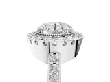 White gold Round Cut Diamond Halo Ring with Pavé Band and Prong Setting_12
