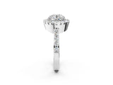 White gold Round Cut Diamond Halo Ring with Pavé Band and Prong Setting_9