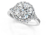 White gold Round Cut Diamond Halo Ring with Pear Side Stones and Prong Setting_73