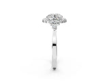 White gold Round Cut Diamond Halo Ring with Pear Side Stones and Prong Setting_74