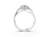 White gold Round Cut Diamond Halo Ring with Pear Side Stones and Prong Setting_75