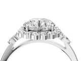 White gold Round Cut Diamond Halo Ring with Pear Side Stones and Prong Setting_76
