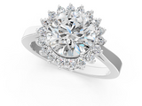 White gold Round Cut Diamond Halo Ring with Round Brilliant Halo and Solitaire Band_117