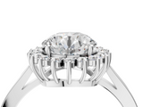 White gold Round Cut Diamond Halo Ring with Round Brilliant Halo and Solitaire Band_120
