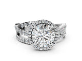 White gold Round Cut Diamond Halo Ring with Round Split Shank and Prong Setting_12