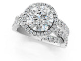 White gold Round Cut Diamond Halo Ring with Round Split Shank and Prong Setting_13