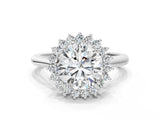 White gold Round Cut Diamond Halo Ring with Solitaire Band and Prong Setting_83