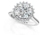 White gold Round Cut Diamond Halo Ring with Solitaire Band and Prong Setting_84