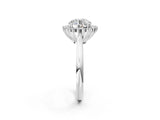 White gold Round Cut Diamond Halo Ring with Solitaire Band and Prong Setting_85