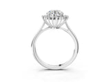 White gold Round Cut Diamond Halo Ring with Solitaire Band and Prong Setting_86