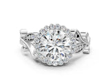 White gold Round Cut Diamond Halo Ring with Vintage Split Shank and Four-Prong Setting_47