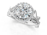White gold Round Cut Diamond Halo Ring with Vintage Split Shank and Four-Prong Setting_49