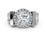 White gold Round Cut Diamond Halo Split Shank Prong Set Ring_7