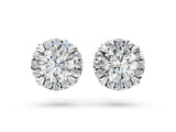 White gold Round Cut Diamond Halo Stud Earrings with Pavé Accents_8