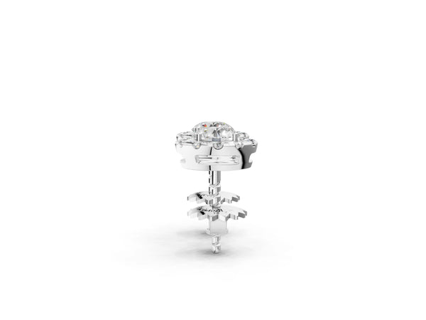 White gold Round Cut Diamond Halo Stud Earrings