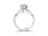 White gold Round Cut Diamond  Halo Twist Band Solitaire Prong Setting Ring_118