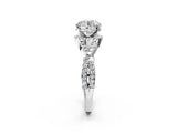 White gold Round Cut Diamond  Halo Twist Band Solitaire Prong Setting Ring_121