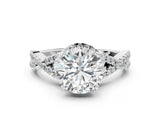 White gold Round Cut Diamond  Halo Twist Band Solitaire Prong Setting Ring_130
