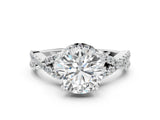White gold Round Cut Diamond  Halo Twist Band Solitaire Prong Setting Ring_48