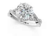 White gold Round Cut Diamond  Halo Twist Band Solitaire Prong Setting Ring_49