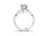 White gold Round Cut Diamond  Halo Twist Band Solitaire Prong Setting Ring_51