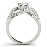 White gold Round Cut Diamond Halo Twist Band with Four-Prong Setting 2