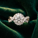 White gold Round Cut Diamond Halo Twist Band with Four-Prong Setting_27