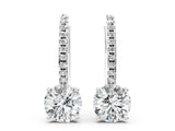 10K White Gold 1.56 Carat E VS Round Diamond Hidden Halo Drop Earrings