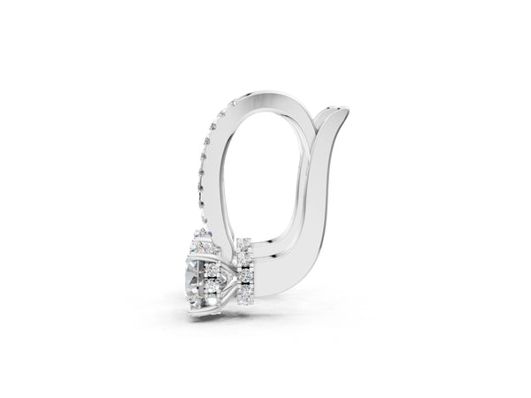 Platinum Round Diamond Hidden Halo Drop Earrings