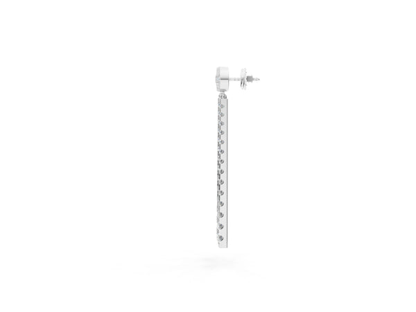 Silver Round Cut Diamond Hinged Graduated Drop Earrings