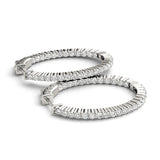 White gold Round Cut Diamond Hoop Earrings with Channel Setting and Four-Prong Setting 1