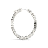 White gold Round Cut Diamond Hoop Earrings with Channel Setting and Four-Prong Setting 2