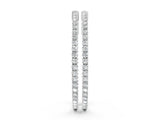 White gold Round Cut Diamond Hoop Earrings with Pavé Setting and Prong Set Stones_4