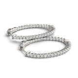 White gold Round Cut Diamond Inside-Out Hoop Earrings in White Gold with Prong Setting 1