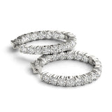 White gold Round Cut Diamond Inside-Out Hoop Earrings with Shared Prong Setting 1