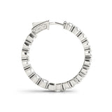 White gold Round Cut Diamond Inside-Out Hoop Earrings with Shared Prong Setting 2