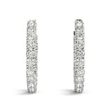 White gold Round Cut Diamond Inside-Out Hoop Earrings with Shared Prong Setting 3